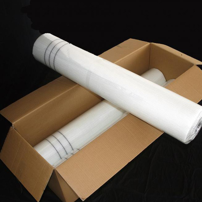 Square 4 * 4mm Putih Kaca Serat Jaring Serat Kaca Plaster Mesh Roll Untuk Isolasi Dinding Dan Perbaikan